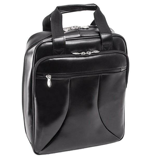 88035 (Black) Leather Backpack Briefcase