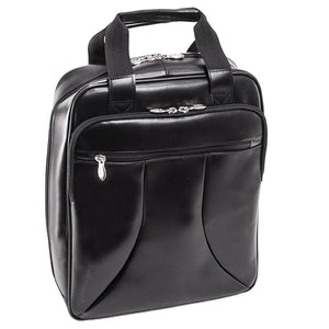 88035 (Black) Leather Backpack Briefcase