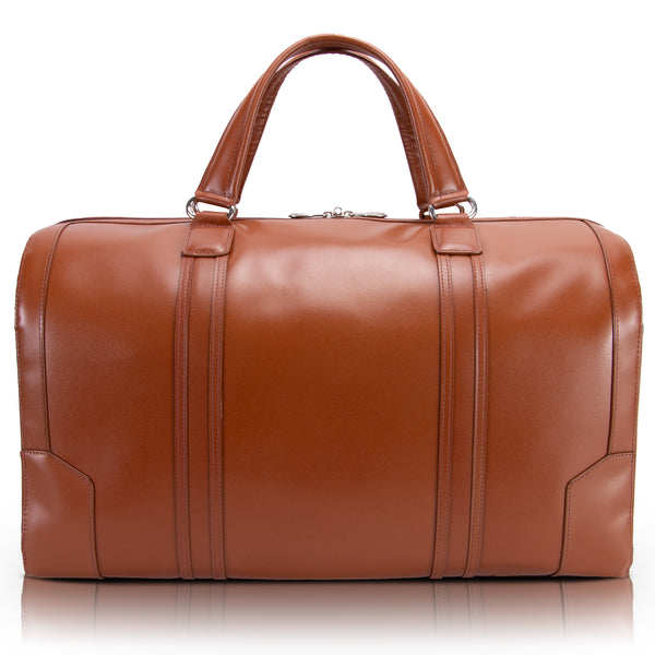 20” Leather Tablet Carry-All Duffel Front View