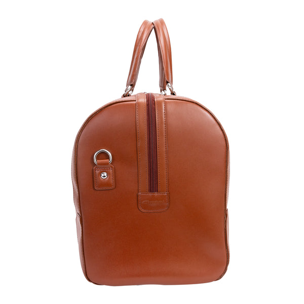 Leather Duffel for Tablets and Essentials Side View