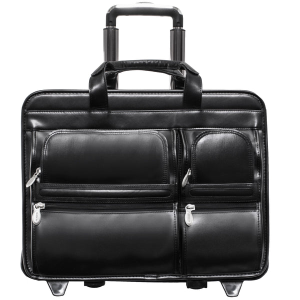 Elegant 17” Leather Detachable-Wheeled Laptop Case - Clinton