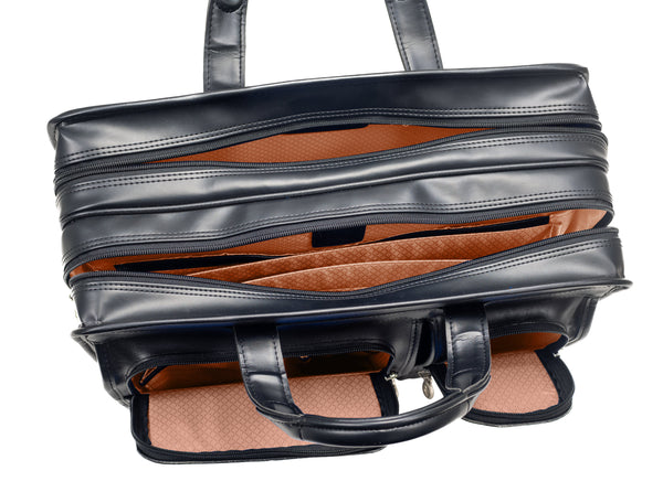 17” Detachable-Wheeled Leather Laptop Case - Stylish Clinton