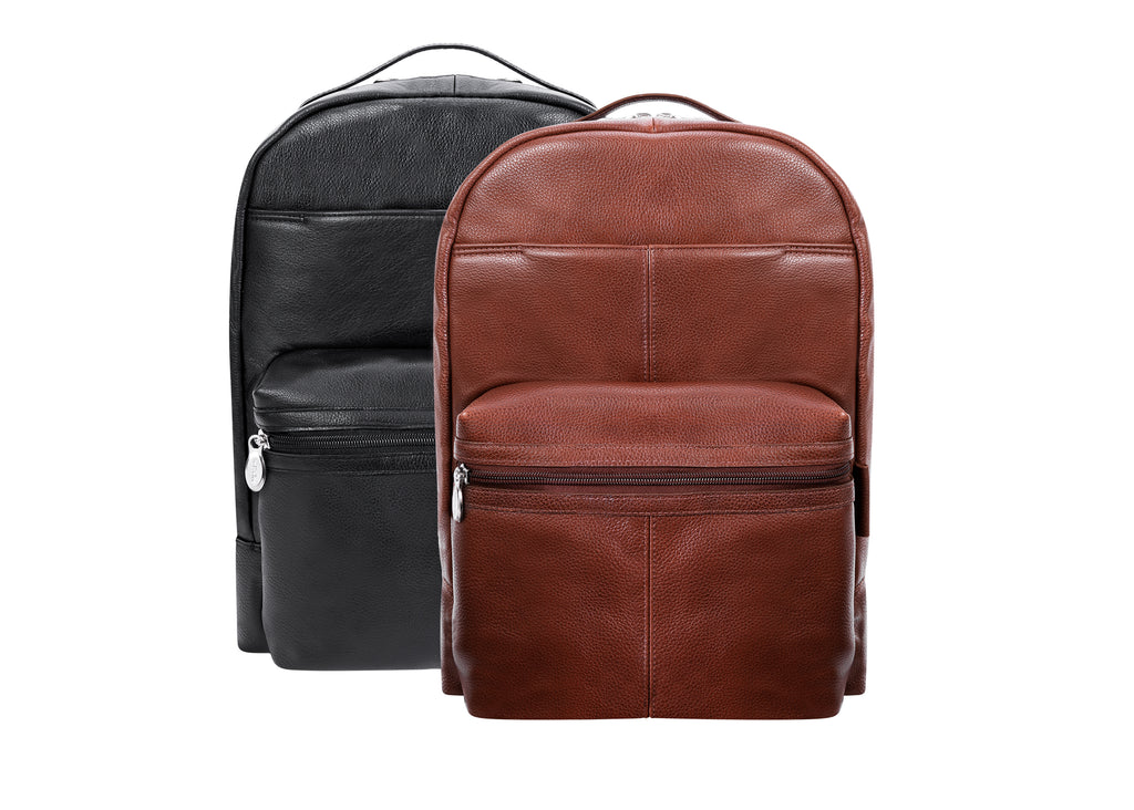 Premium 15 Leather Dual-Compartment Laptop Backpack - Parker McKleinUSA Premium 15 Leather Dual-Compartment Laptop Backpack - Parker McKleinUSA