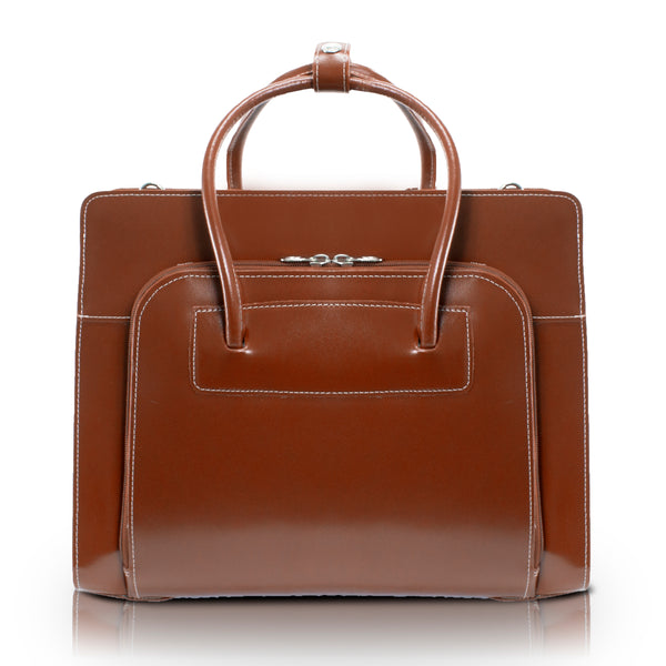 Fashion-Forward Brown Leather Tote - 15”