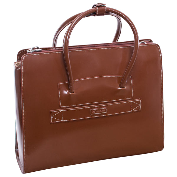 Elegant 15” Brown Leather Tote Bag