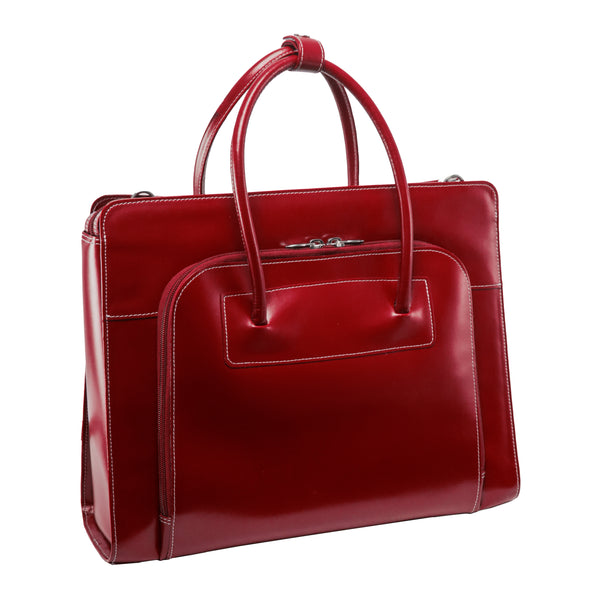 Red Leather Laptop Tote - 15” Fashion