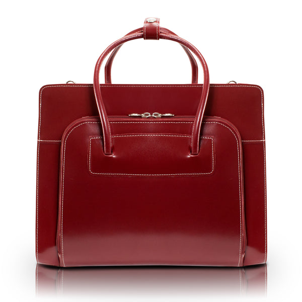 Functional Red Leather Tote - 15” Stylish