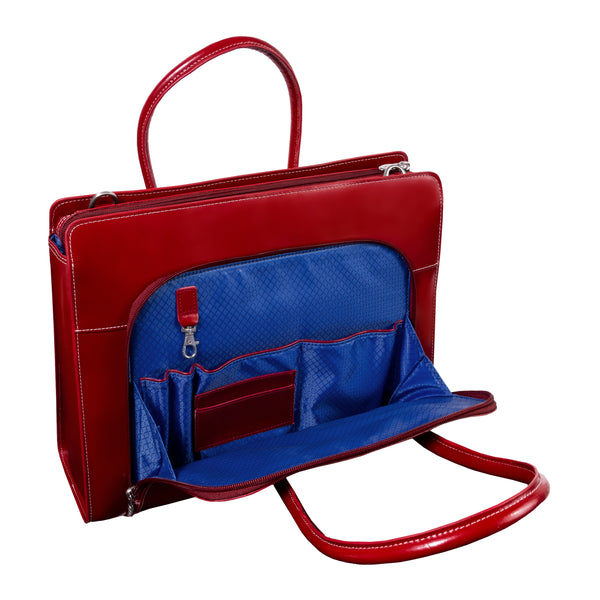 McKlein 15” Red Leather Laptop Tote - Classy