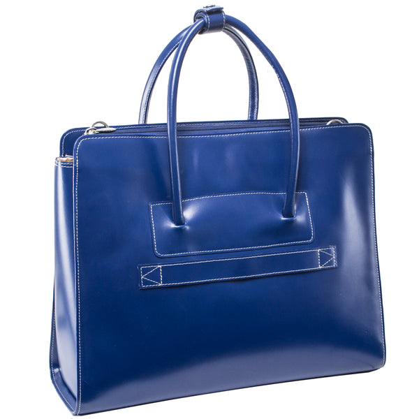 15” Blue Leather Tote - Timeless Design