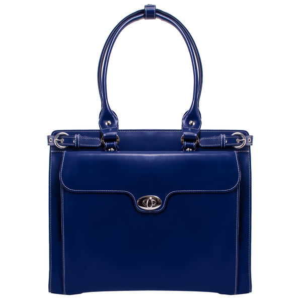 15” Blue Leather Laptop Briefcase - Excellence in Craftsmanship