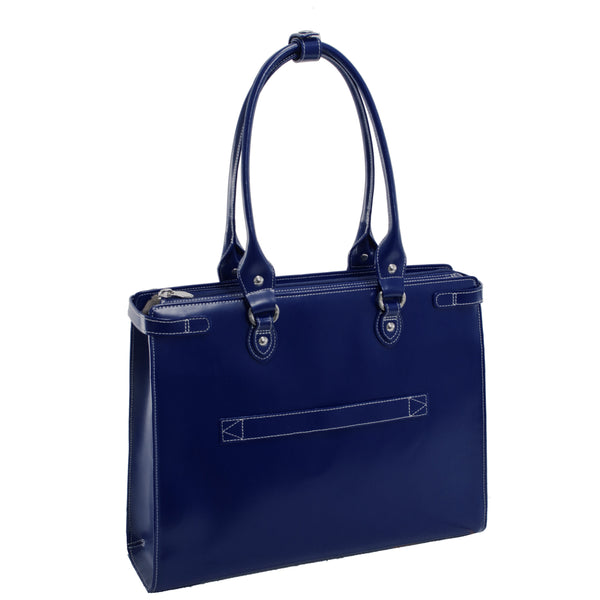 Premium Blue Leather Briefcase - 15” Laptop Elegance