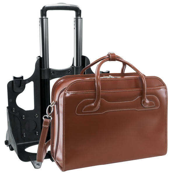 WILLOWBROOK | 17” Leather Detachable-Wheeled Laptop Case