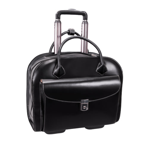 GRANVILLE | 15” Leather Wheeled Laptop Briefcase