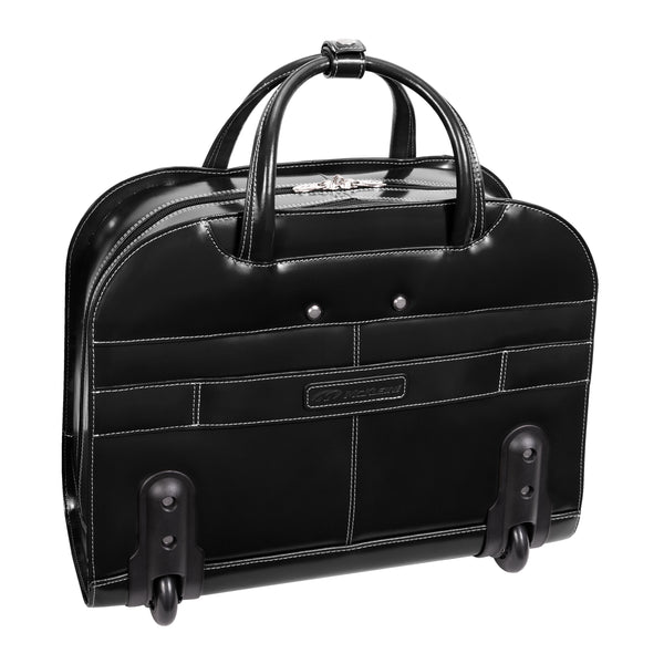 Professional Leather Briefcase with Wheels - Organized