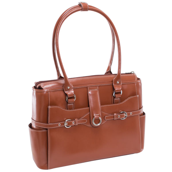 Elegant Leather Carryall - 15” Laptop Briefcase