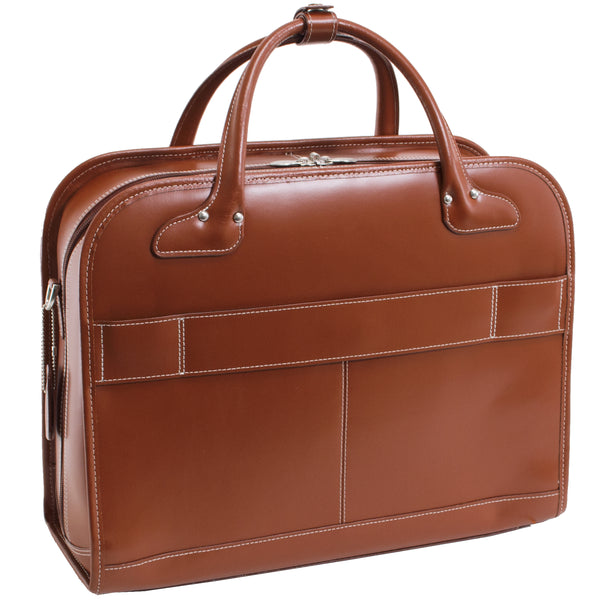 McKleinUSA Lakewood 9661 - 15” Brown Leather Wheeled Laptop Case