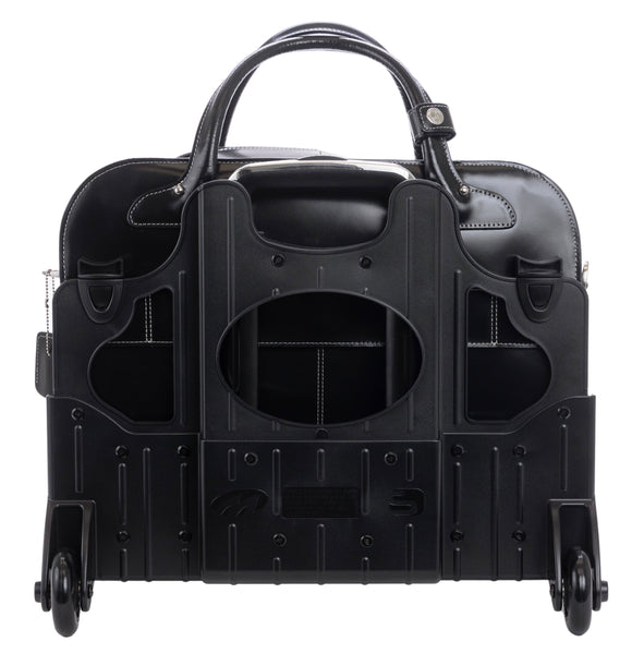 Lakewood 9661 - Premium 15” Black Leather Rolling Bag