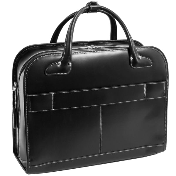15” Black Detachable-Wheeled Laptop Case - Elegant Design