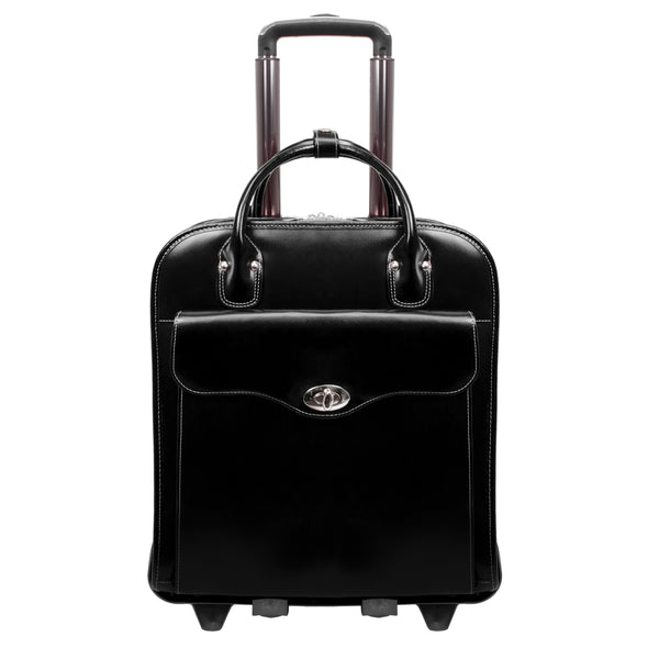 Sleek 15” Vertical Leather Case - Melrose Wheeled Bag