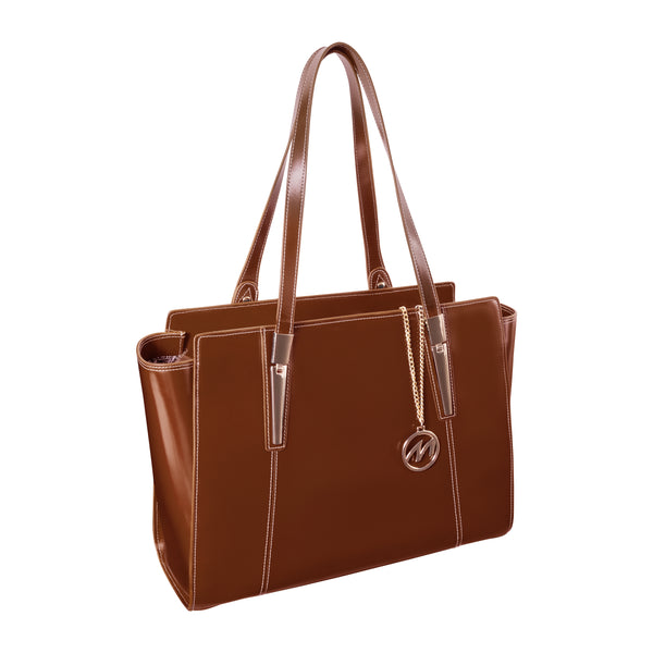 Stylish Leather Tablet Tote in Brown