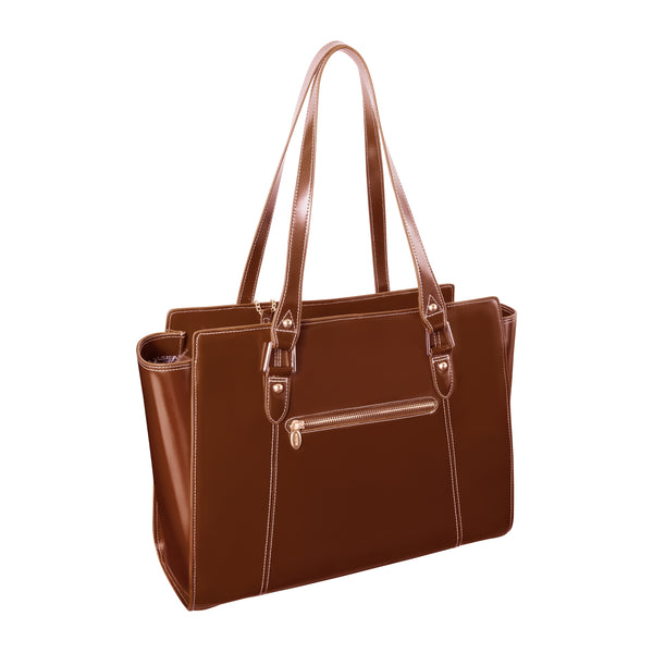 Leather Tablet Tote with Zippe