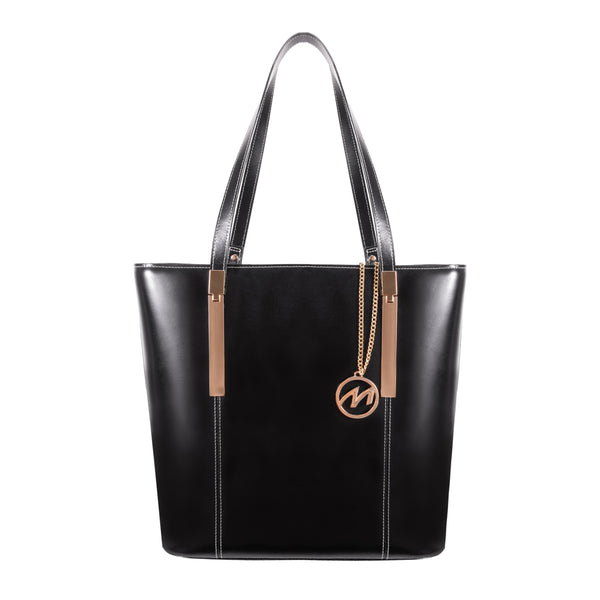 Women's Black Leather Tablet Tote