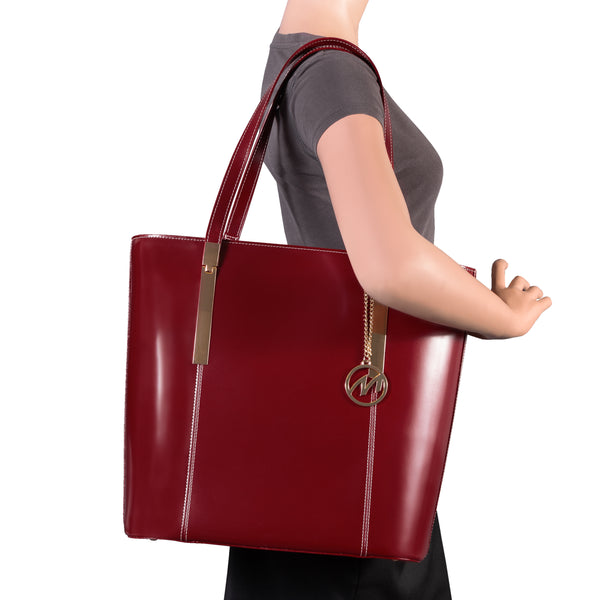 Red Leather Tablet Tote Fashion