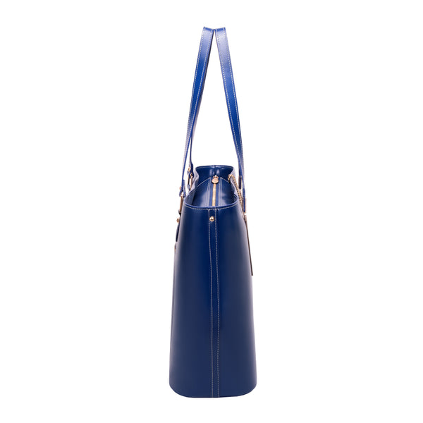 Sleek Blue Leather Tablet Tote with Style