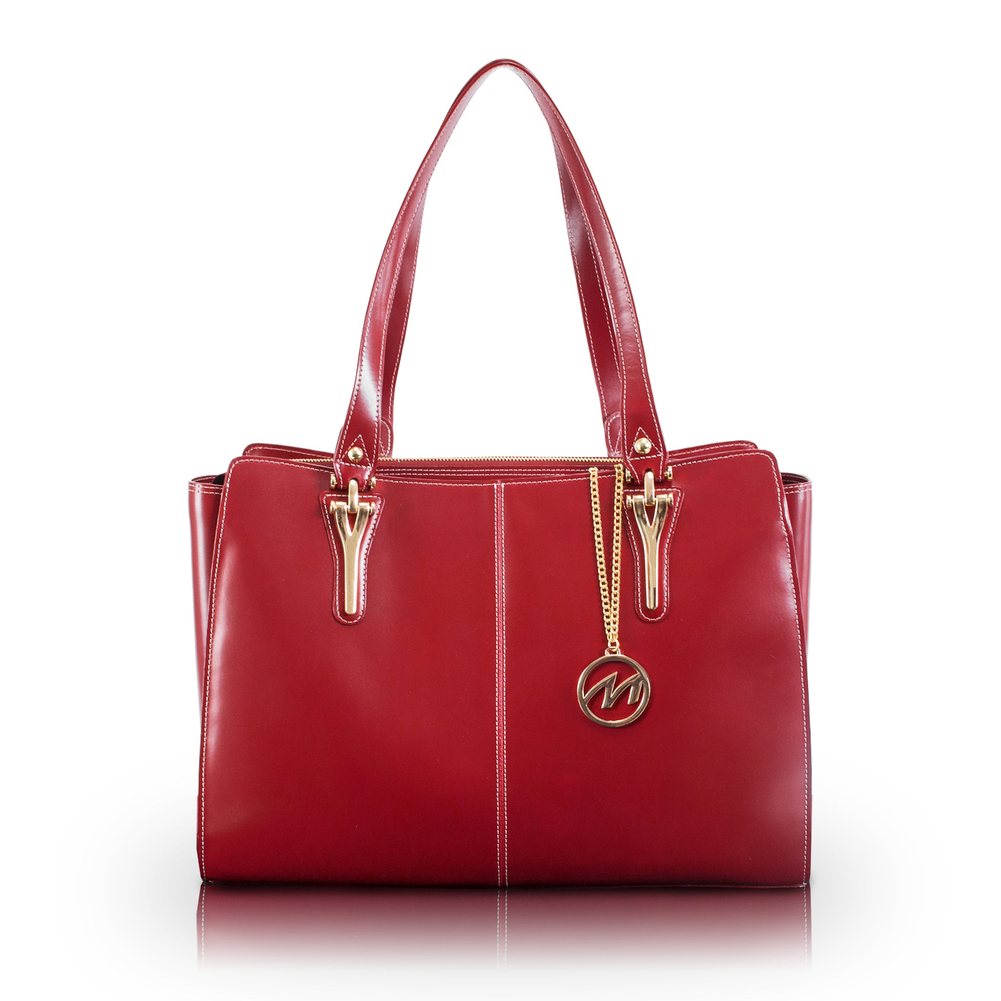 15” Red Leather Laptop Tote - McKlein USA