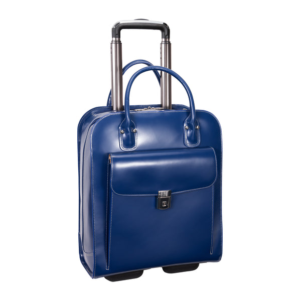15" Vertical Wheeled Navy Briefcase Front View