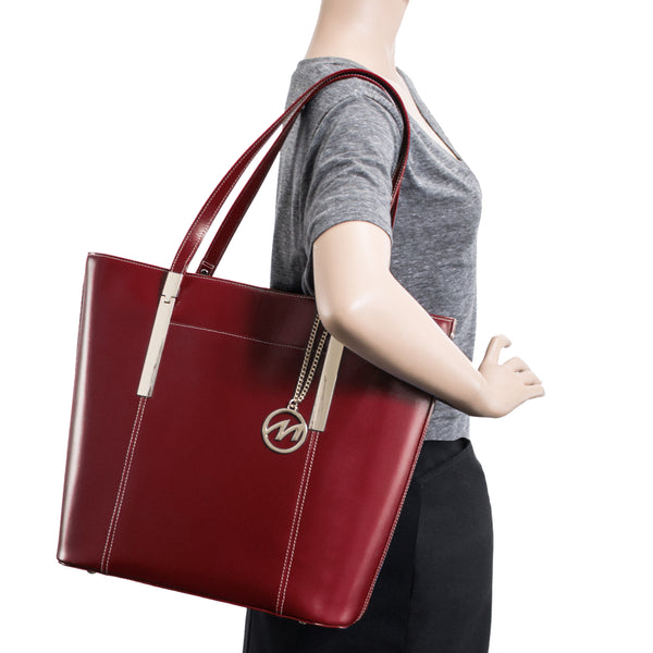 Red Leather Tote for Tablets - Deva