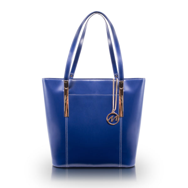 Chic Blue Leather Tote for Tablets