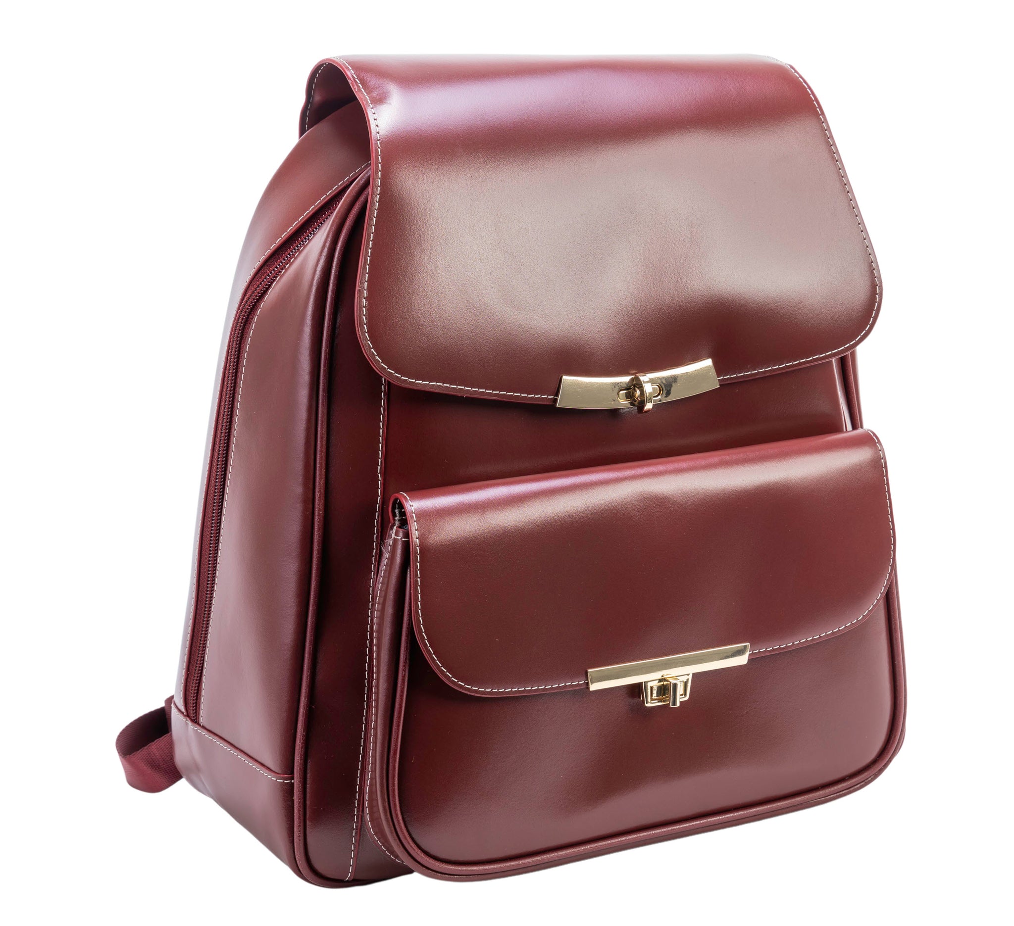 バッグ B.stuff gimmick leather backpack chocolate-zipper-leather-