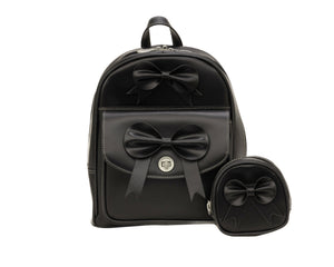 McKlein ACADIA Leather Mini Bow Backpack Black
