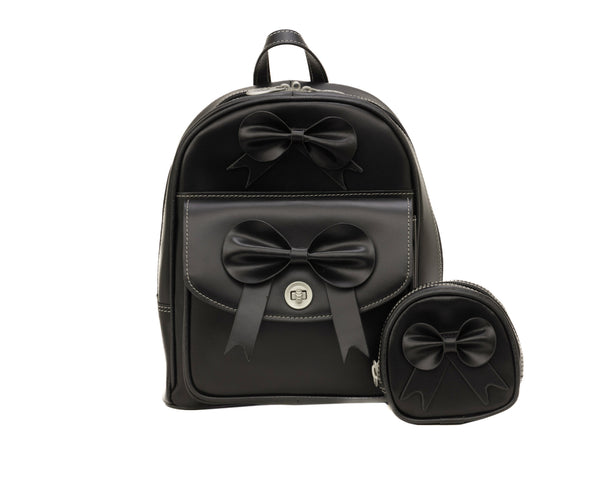 Black Leather Women's Mini Backpack