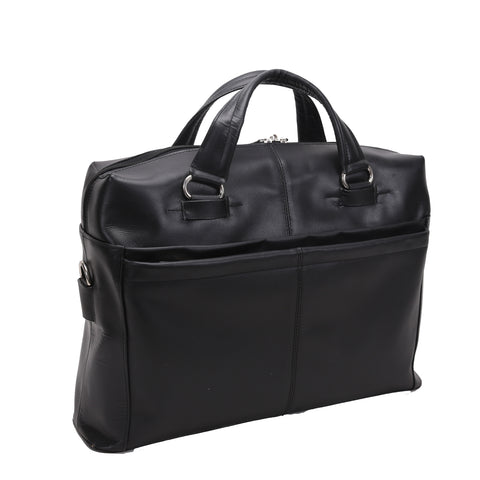 S88815 (Black) Leather Laptop Briefcase